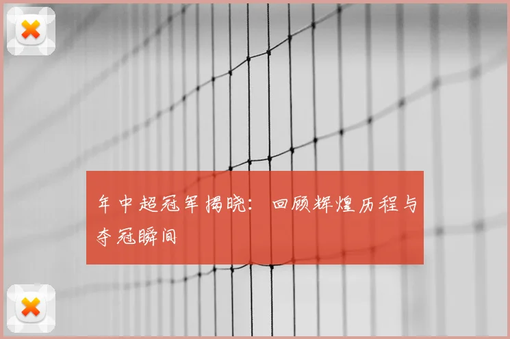 年中超冠军揭晓：回顾辉煌历程与夺冠瞬间